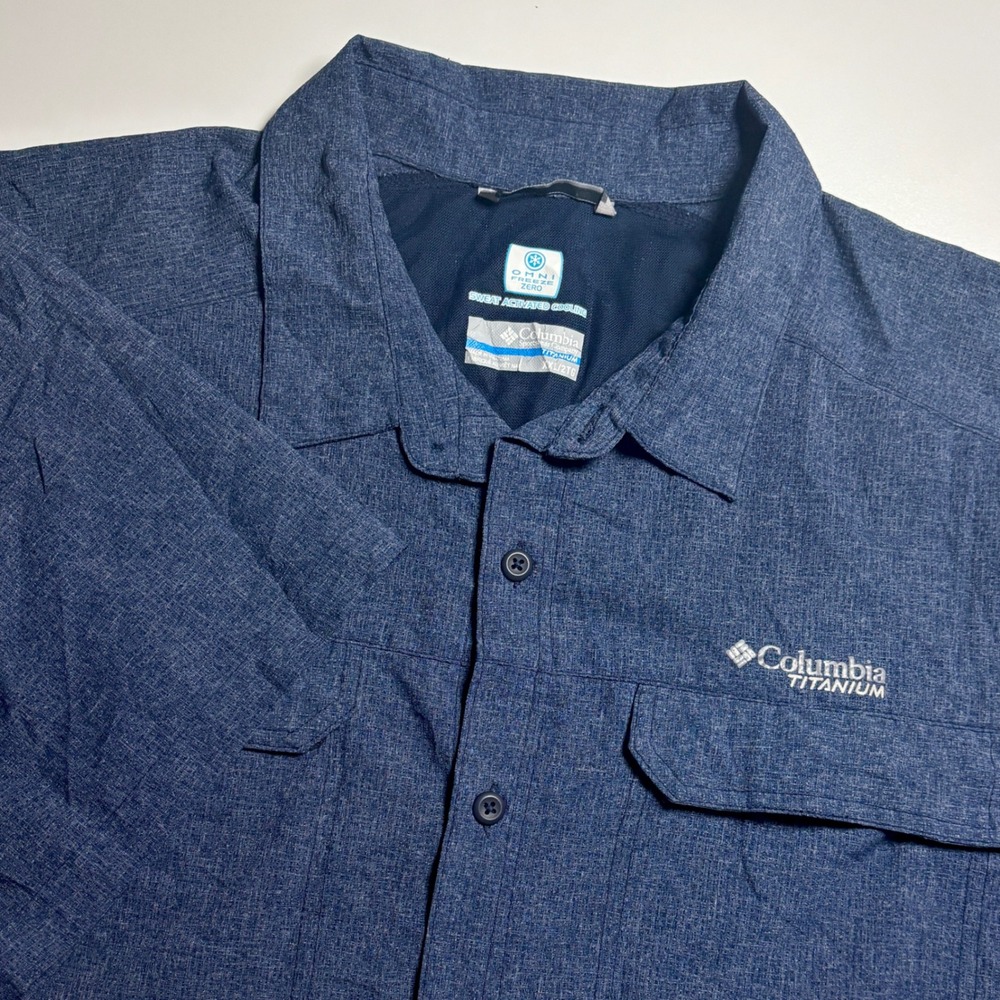 Columbia Titanium Mesh‎ Omni-Freeze Vented Mens XXL Blue Gray Long Sleeve Shirt